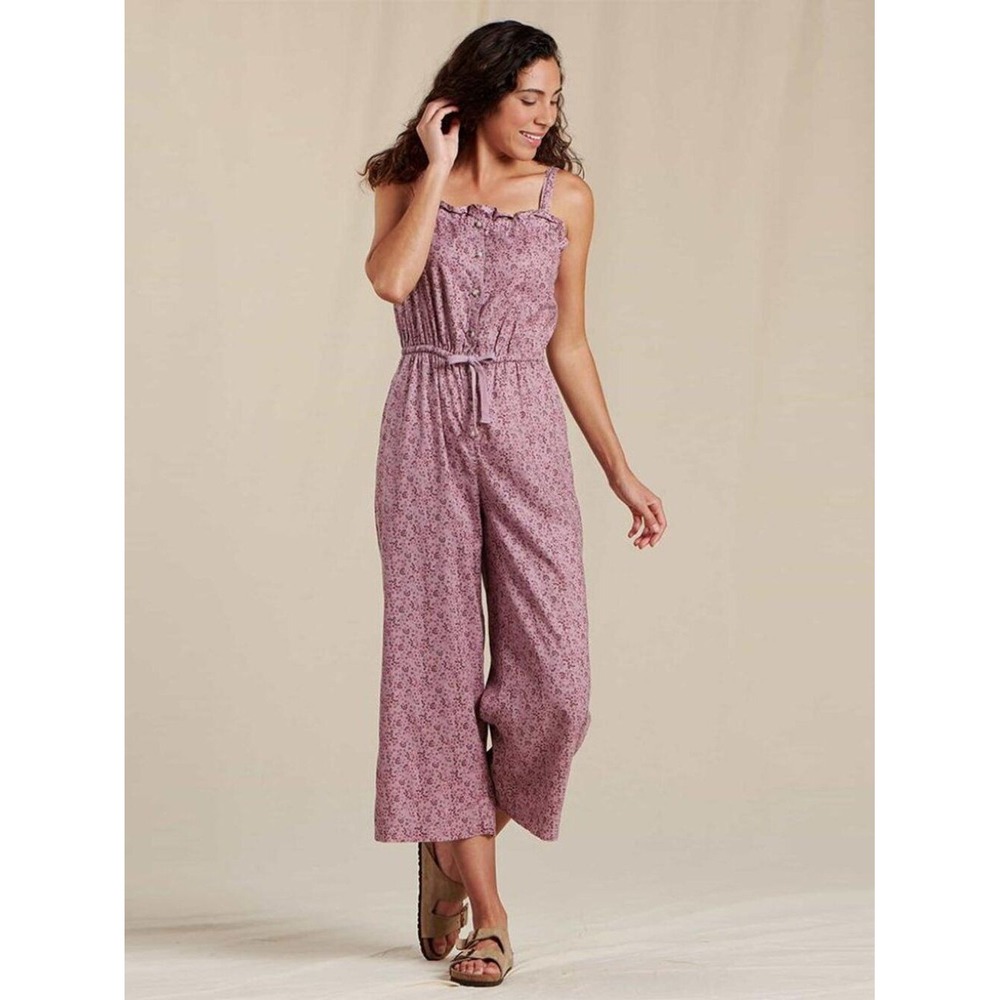 Toad & Co Taj Hemp Strappy Jumpsuit Floral Boho Sustainable Pink Size Small - Picture 10 of 10